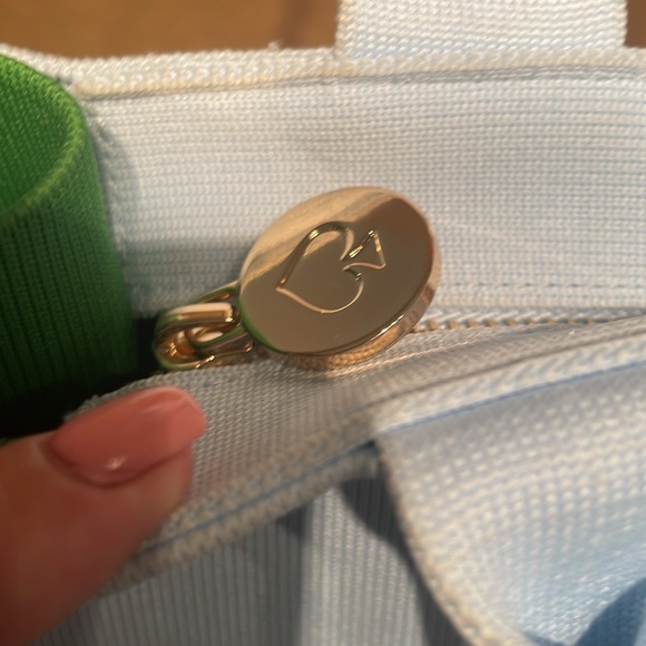 NEW Kate Spade x Target Green and Baby Blue Heavy Canvas Tote Bag - Picture 4 of 7